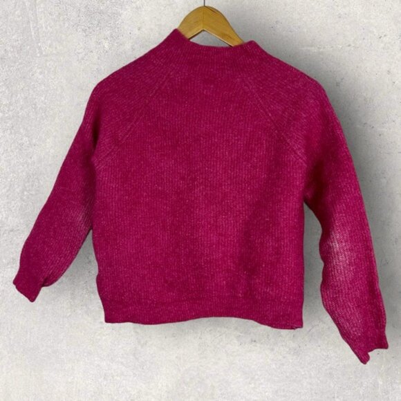 Sezane Trudy Ribbed Knit Sweater Pink Size Medium French Buttons Mohair Wool M - Picture 8 of 14